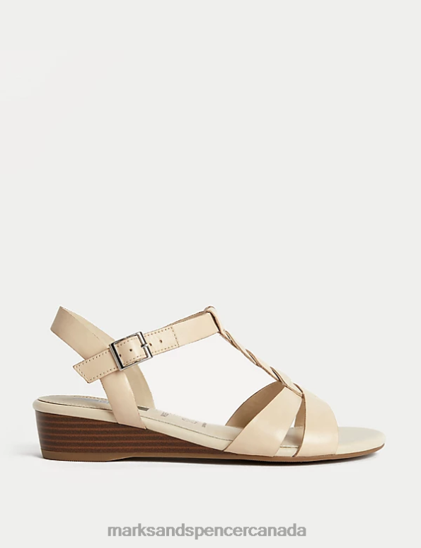 Marks and Spencer sale - Women Stone Footwear Marks & Spencer Wide Fit Leather Wedge Sandals 20VTD2766