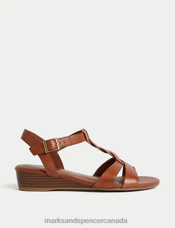 Marks and Spencer near me - Women Tan Footwear Marks & Spencer Wide Fit Leather Wedge Sandals 20VTD2765