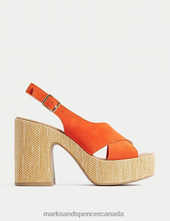 Women Tangerine Footwear Marks & Spencer Suede Crossover Platform Sandals 20VTD3115 - Marks and Spencer online