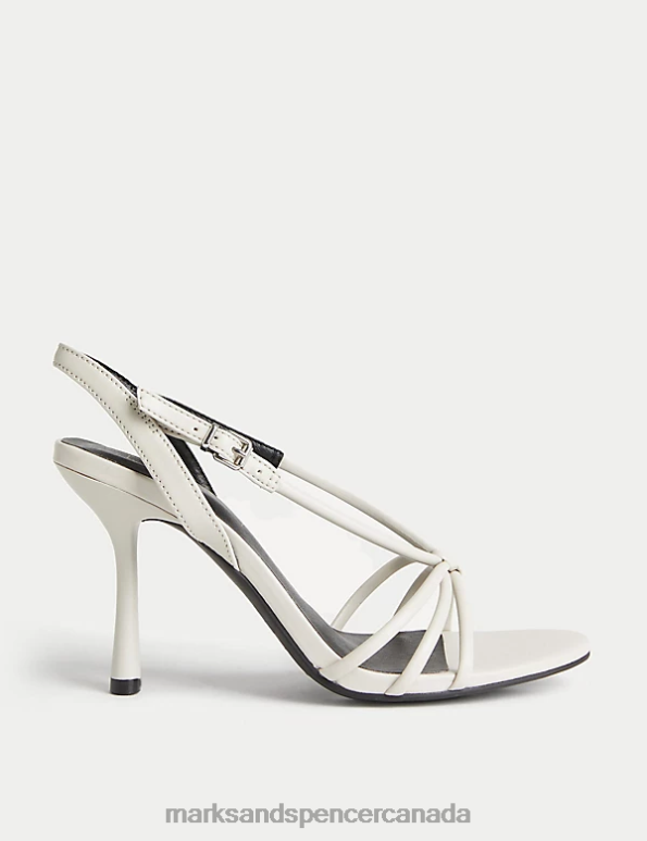 Women White Footwear Marks & Spencer Buckle Strappy Stiletto Heel Sandals 20VTD1936 - Marks and Spencer online