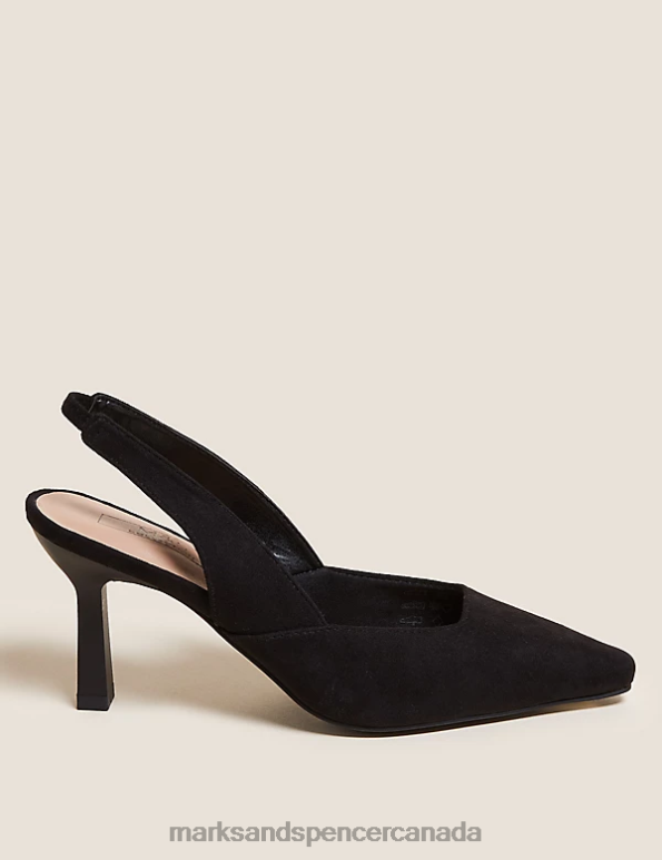 Marks and Spencer Canada - Women Black Footwear Marks & Spencer Stiletto Heel Pointed Slingback Shoes 20VTD2187