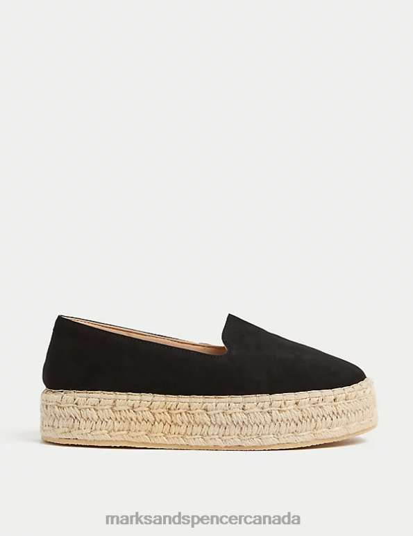 Women Black Footwear Marks & Spencer Suede Flatform Espadrilles 20VTD2687 - Marks and Spencer Canada locations