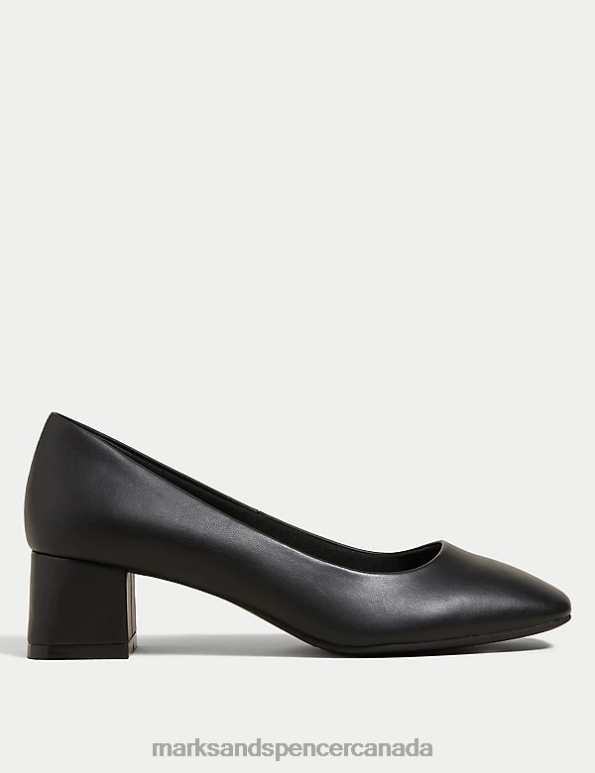 Marks and Spencer sale - Women Black Footwear Marks & Spencer Wide Fit Block Heel Square Toe Shoes 20VTD2895