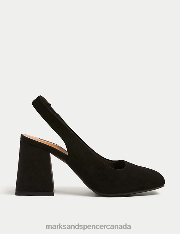 Women Black Footwear Marks & Spencer Wide Fit Suede Block Heel Slingback Shoes 20VTD2450 - Marks and Spencer outlet