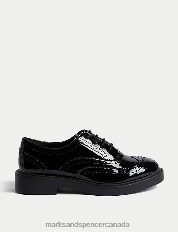 Marks and Spencer sale - Women Black Mix Footwear Marks & Spencer Patent Lace Up Flatform Brogues 20VTD1525