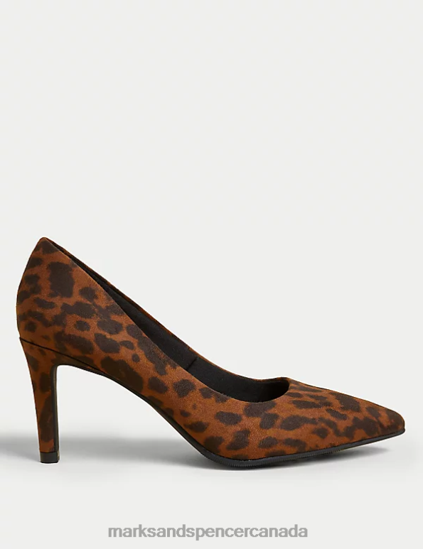 Marks and Spencer Canada - Women Brown Mix Footwear Marks & Spencer Leopard Print Stiletto Heel Court Shoes 20VTD1725