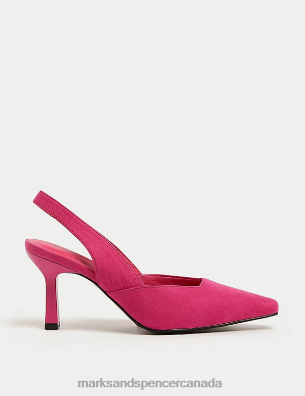 Marks and Spencer Canada - Women Cerise Footwear Marks & Spencer Stiletto Heel Pointed Slingback Shoes 20VTD2535