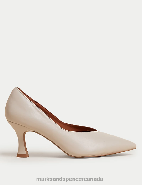 Marks and Spencer sale - Women Cream Footwear Marks & Spencer Leather Statement Pointed Court Shoes 20VTD3203