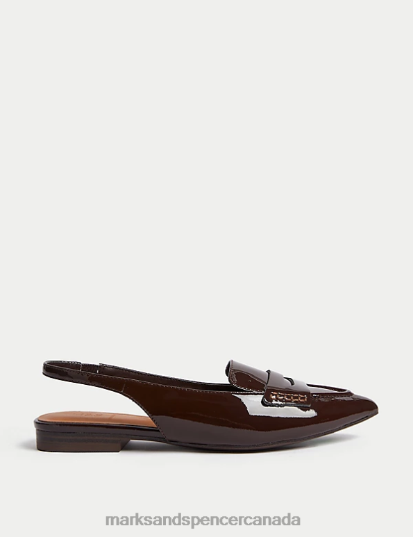 Marks and Spencer sale - Women Damson Footwear Marks & Spencer Leather Slip On Flat Slingback Shoes 20VTD1261