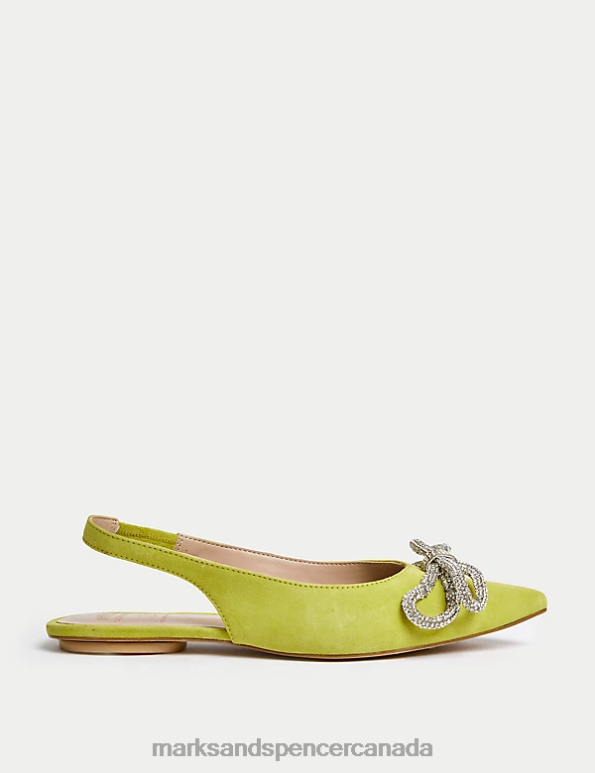 Women Lime Footwear Marks & Spencer Suede Embellished Bow Slingback Shoes 20VTD323 - Marks and Spencer Canada locations