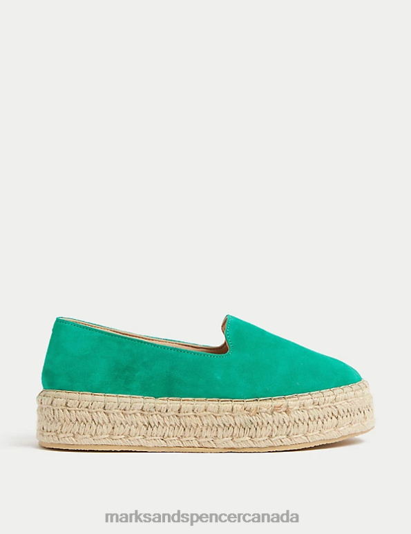 Women Medium Green Footwear Marks & Spencer Suede Flatform Espadrilles 20VTD3031 - Marks and Spencer online