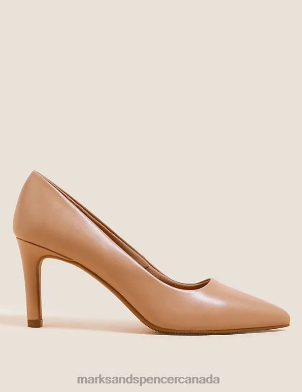 Women Nude Footwear Marks & Spencer Stiletto Heel Pointed Court Shoes 20VTD340 - Marks and Spencer outlet