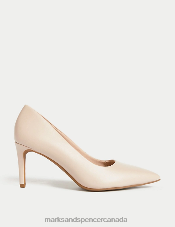 Marks and Spencer Canada - Women Pale Opaline Footwear Marks & Spencer Stiletto Heel Pointed Court Shoes 20VTD1550