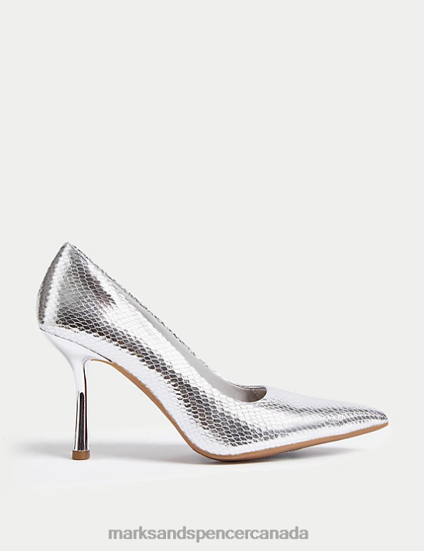 Women Silver Footwear Marks & Spencer Statement Pointed Court Shoes 20VTD1539 - Marks and Spencer online