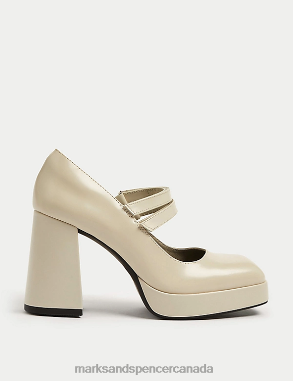 Women Soft White Footwear Marks & Spencer Leather Patent Platform Court Shoes 20VTD1707 - Marks and Spencer outlet