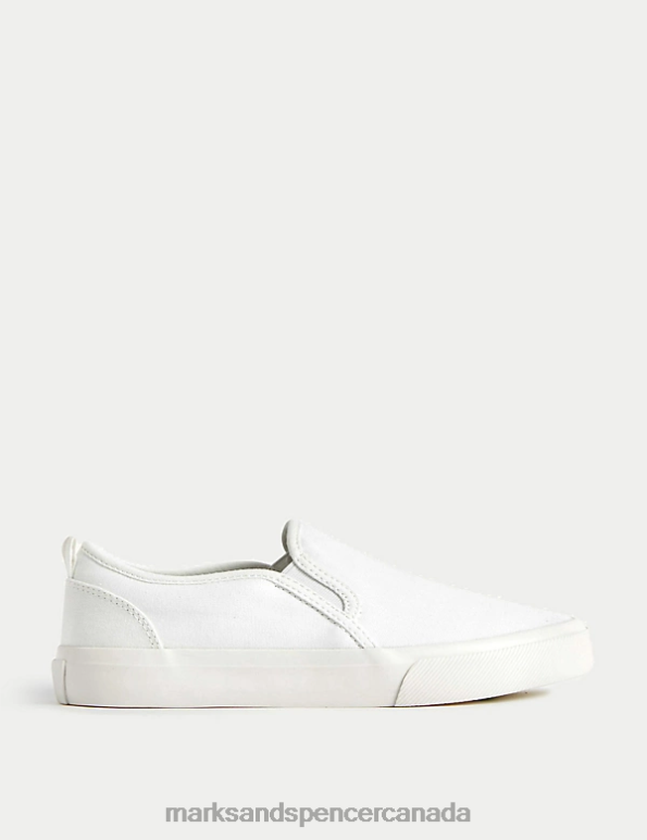 Women White Footwear Marks & Spencer Canvas Slip On Trainers 20VTD3099 - Marks and Spencer Canada locations