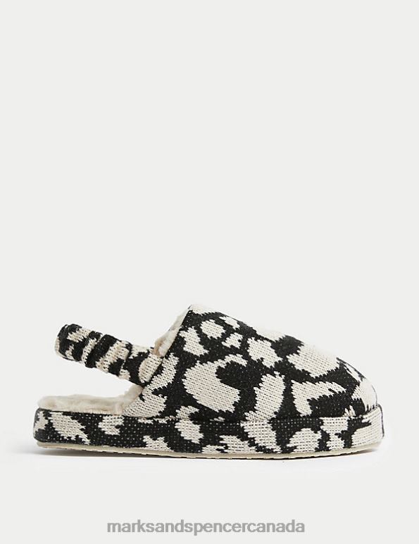 Women Black Mix Footwear Marks & Spencer Printed Platform Mule Slippers 20VTD2177 - Marks and Spencer online