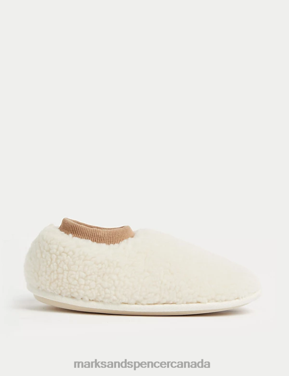 Marks and Spencer near me - Women Cream Mix Footwear Marks & Spencer Borg Slippers 20VTD2475