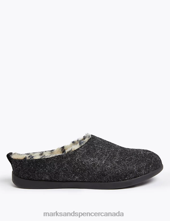 Marks and Spencer near me - Women Grey Mix Footwear Marks & Spencer Felt Mule Slippers with Secret Support 20VTD3290