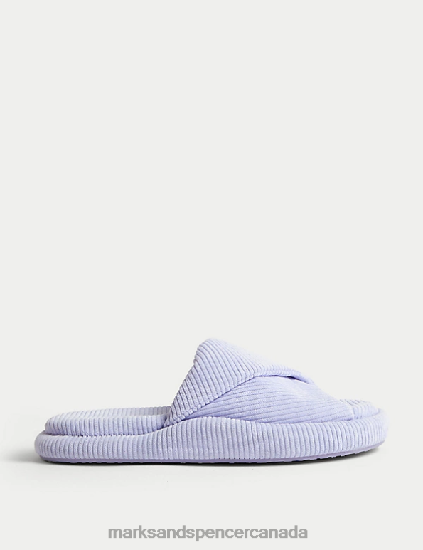 Marks and Spencer near me - Women Lilac Footwear Marks & Spencer Cord Crossover Slippers 20VTD1801