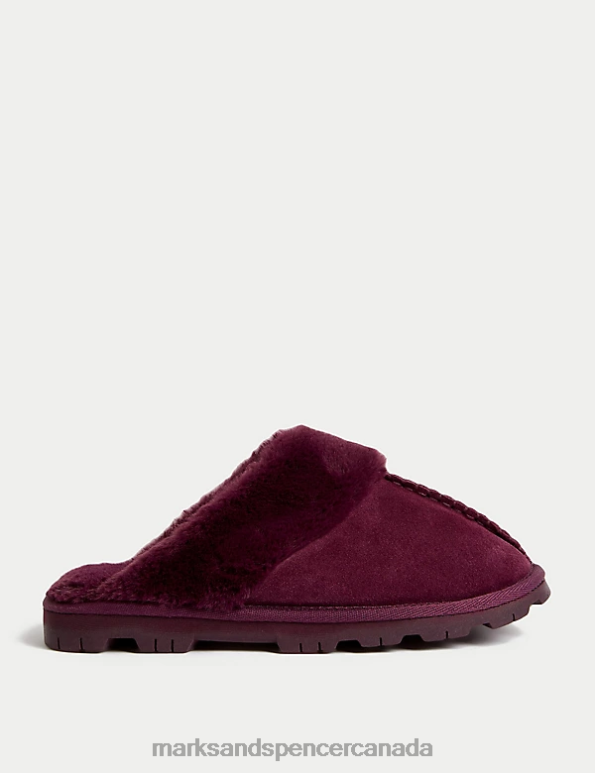 Women Plum Footwear Marks & Spencer Suede Faux Fur Lined Mule Slippers 20VTD3376 - Marks and Spencer Canada locations