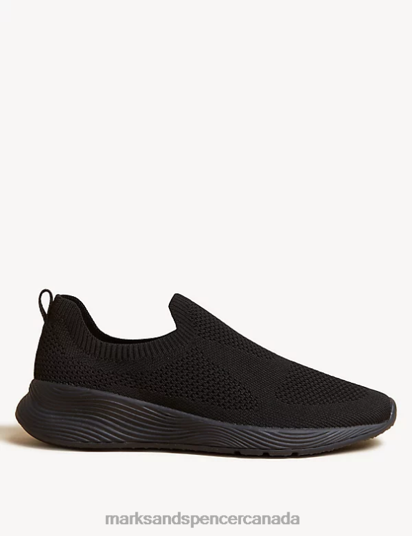 Women Black Footwear Marks & Spencer Knitted Slip On Trainers 20VTD1527 - Marks and Spencer Canada locations