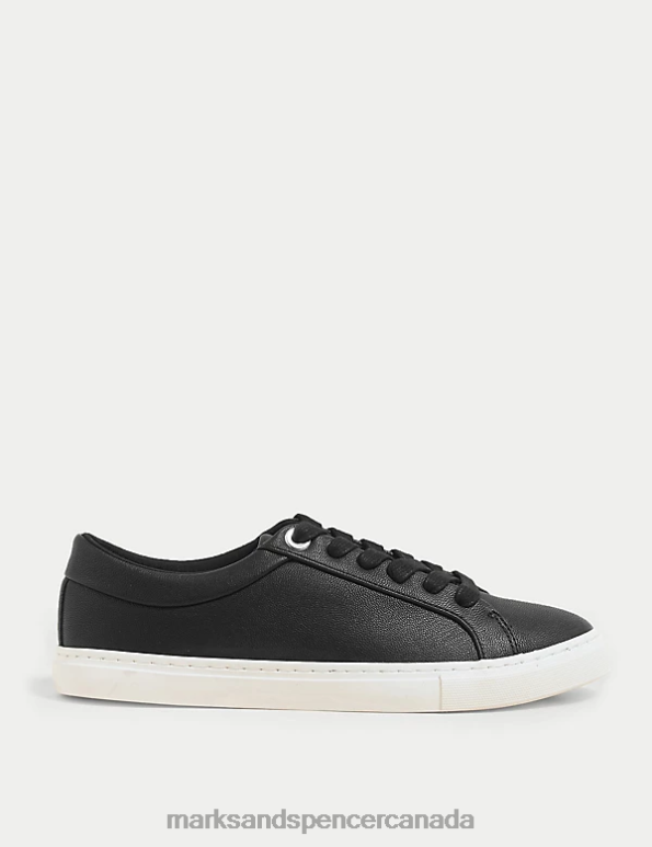 Women Black Footwear Marks & Spencer Lace Up Eyelet Detail Trainers 20VTD1870 - Marks and Spencer online