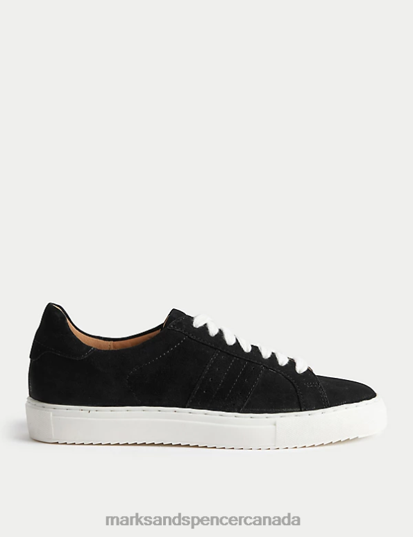 Women Black Footwear Marks & Spencer Suede Lace Up Trainers 20VTD3230 - Marks and Spencer outlet