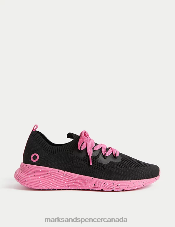 Marks and Spencer near me - Women Black Mix Footwear Marks & Spencer Knitted Lace Up Trainers 20VTD1441