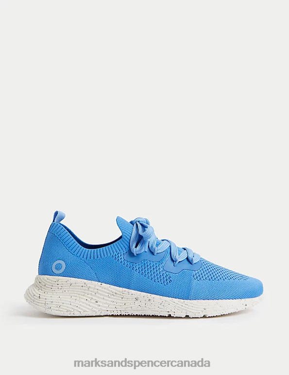 Marks and Spencer Canada - Women Blue Footwear Marks & Spencer Knitted Lace Up Trainers 20VTD1763