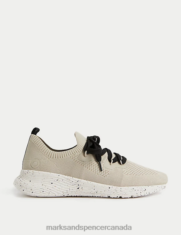 Marks and Spencer near me - Women Cream Footwear Marks & Spencer Knitted Lace Up Trainers 20VTD1764