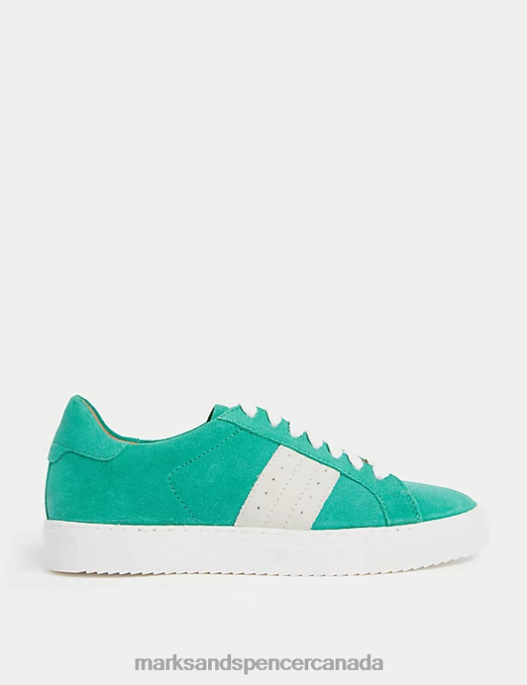 Marks and Spencer near me - Women Green Footwear Marks & Spencer Suede Lace Up Trainers 20VTD2930