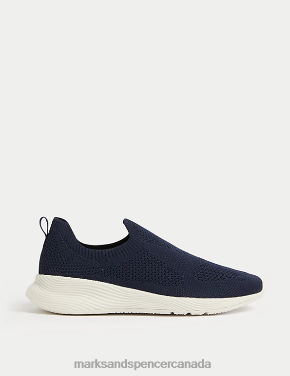 Marks and Spencer sale - Women Navy Footwear Marks & Spencer Knitted Slip On Trainers 20VTD2196