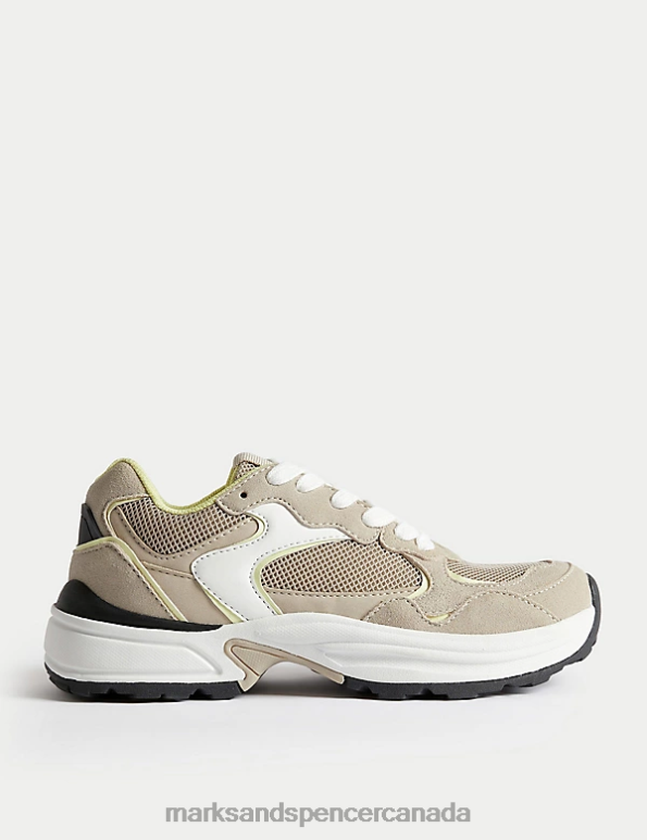 Women Taupe Footwear Marks & Spencer Chunky Mesh Detail Trainers 20VTD1169 - Marks and Spencer outlet