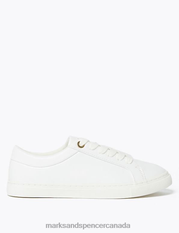 Women White Footwear Marks & Spencer Lace Up Trainers 20VTD823 - Marks and Spencer online