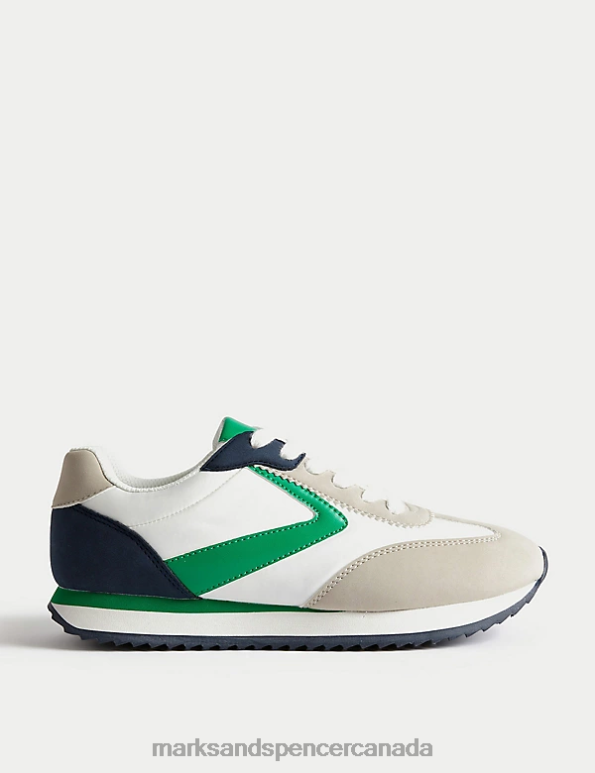 Women White/Green Footwear Marks & Spencer Side Detail Trainers 20VTD1498 - Marks and Spencer online