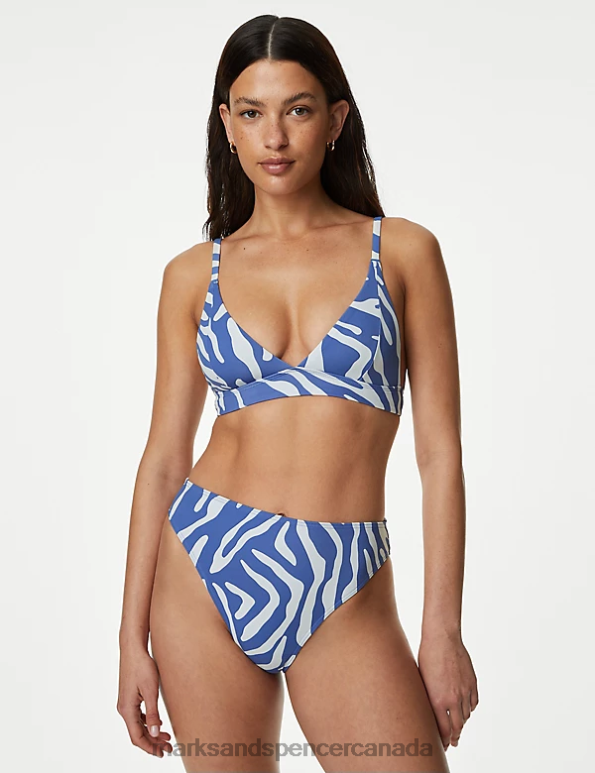 Marks and Spencer sale - Women Light Blue Mix Swimwear & Beachwear Marks & Spencer Animal Print High Waisted Bikini Bottoms 20VTD3196