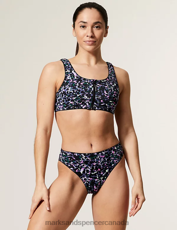 Marks and Spencer Canada - Women Lilac Mix Swimwear & Beachwear Marks & Spencer Printed High Leg Bikini Bottoms 20VTD2219