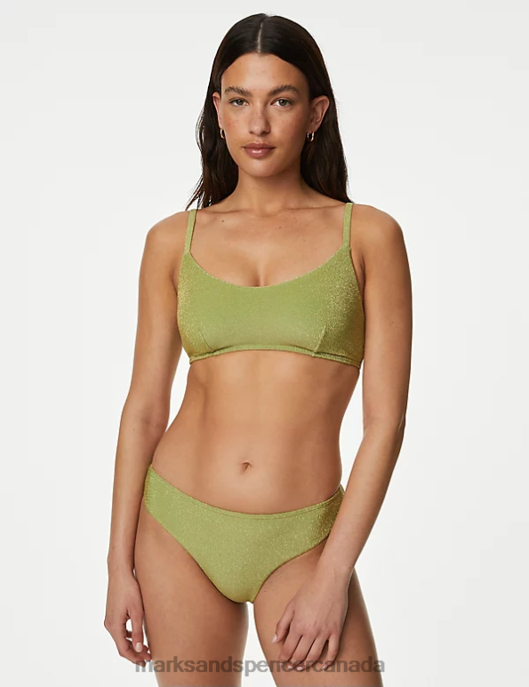 Marks and Spencer near me - Women Medium Green Swimwear & Beachwear Marks & Spencer Sparkle High Leg Bikini Bottoms 20VTD2468