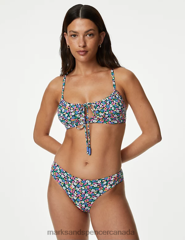 Women Multi/Brights Swimwear & Beachwear Marks & Spencer Floral High Leg Bikini Bottoms 20VTD2406 - Marks and Spencer online