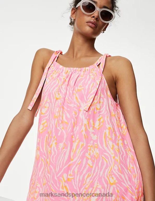 Marks and Spencer near me - Women Pink Mix Swimwear & Beachwear Marks & Spencer Linen Blend Animal Print Maxi Tiered Dress 20VTD3093