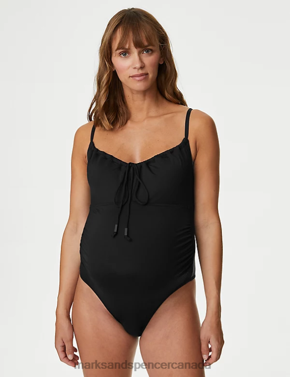 Marks and Spencer Canada - Women Black Swimwear & Beachwear Marks & Spencer Maternity Padded Ruched Scoop Neck Swimsuit 20VTD2008