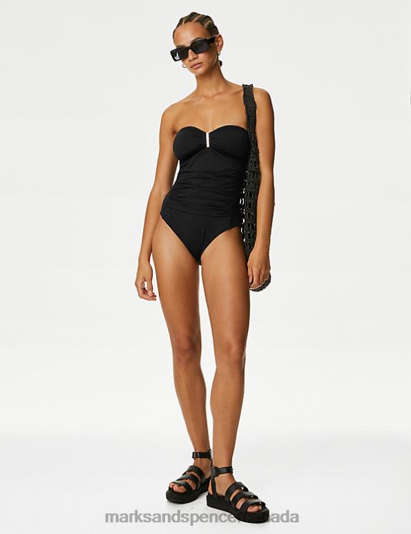 Marks and Spencer Canada - Women Black Swimwear & Beachwear Marks & Spencer Tummy Control Padded Bandeau Swimsuit 20VTD797